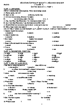 Đề cương ôn thi học kì I Tiếng anh lớp 7 - Năm học 2016-2017